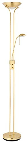 Betta Lighting Mother and Child Uplighter Floor Lamp with Reading Light – Satin Brass with Adjustable Reading lamp - Standing Uplighter for Living Room, Bedroom, Dining Room – G9 33W and R7s 230W