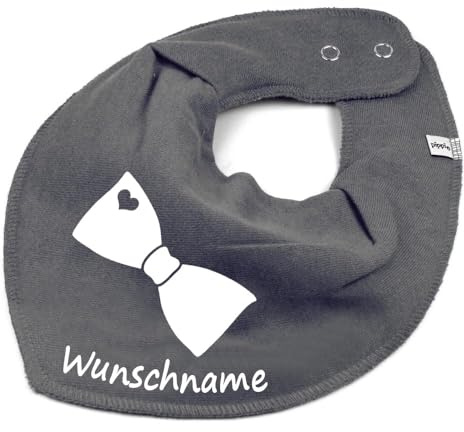 HALSTUCH mit Namen oder Text personalisiert für Baby oder Kind aus Baumwolle in Einheitsgröße Fliege