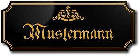 Türschild, Briefkastenschild, Klingelschild, 70-300-006-SG, Acryl, Oberfläche schwarz glänzend, Gravur gold, individuell anpassbar