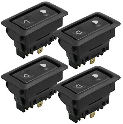 sourcing map Interruptor De Elevalunas Con Luz Blanca 4Pcs 12V CC | 6 Patillas, Material De Plástico De Alta Calidad, Fácil Instalación, Reemplazo Directo, Momentáneo, Alta Fiabilidad