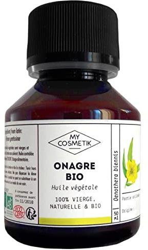 MyCosmetik - Huile végétale d'Onagre - BIO AB Issue de l'agriculture Biologique - 100% pure et naturelle - Fabriqué en France - Restructurante - 100 ml