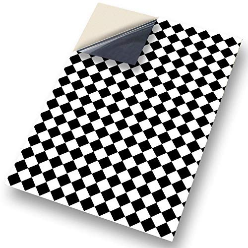 Stick & Go Self Adhesive Dolls House Wallpaper 1/12th Scale Vinyl Sheets | Black Diamond Pattern Floor Tiles No 43