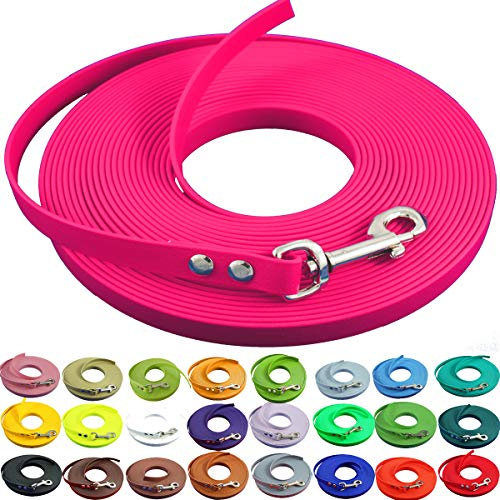 bio-leine leichte 9mm Biothane Schleppleine ohne Handschlaufe - 3 bis 25m I für kleine Hunde, 15m in Magenta I schmutzabweisende & Wasserabweisende Hundeleine Leine