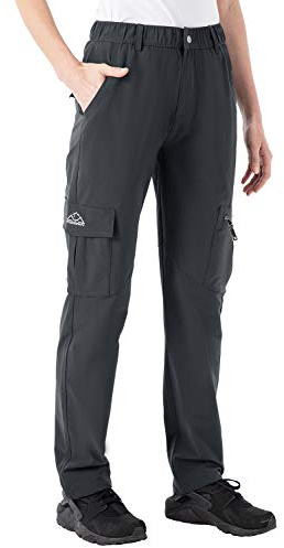 donhobo Women's Hiking Trousers Quick Dry Stretch Lightweight Outdoor UPF 40 Fishing Safari Travel Shorts Walking Pants Black L