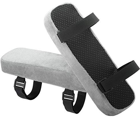 MoKo Office Chair Armrest Pads, Polyurethane Foam Soft Elbow Pillow - Universal Chair Arm Covers for Elbows and Forearms Pressure Relief - Gray(2 Pack)
