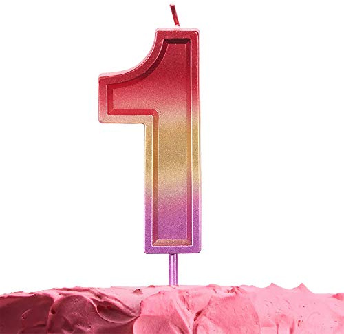 GET FRESH Number 1 Birthday Candle – Rainbow Number One Candle on Stick – Elegant Rainbow Number Candles for Birthday Wedding Anniversary – Perfect Baby’s 1st Birthday Cake Candle – Rainbow 1 Candle