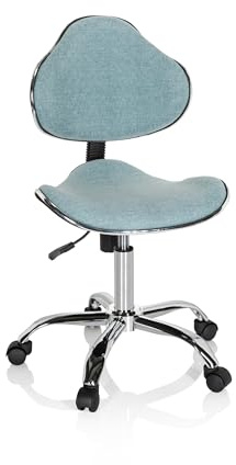 hjh OFFICE 634133 Snurrstol KIDDY GTI-3 - Ergonomisk kontorsstol för barn för barn, Aktivt sittande: ryggstödsvippfunktion, Sitsklädsel i slitstarkt tyg, Innovativ design på skålad sits