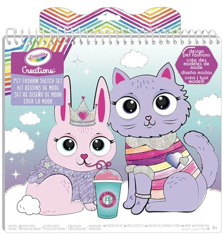 Crayola - Creations, Set Crea la Moda dei Cuccioli, Album con 40 Pagine, Stencil e 150 Adesivi, Attività Creativa per Bambini, età 6+, 04-1173