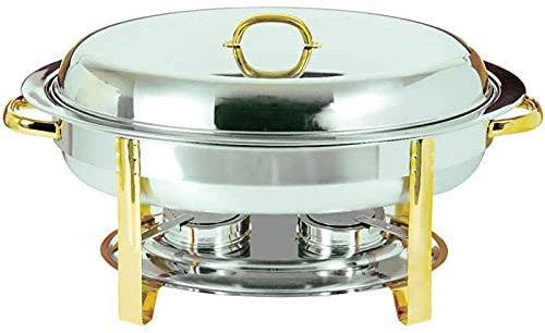 Ovale Scaldavivande, 6 Quarti Acciaio Inossidabile Chafers E Buffet Scalda Set Vassoio Con Padella, Pentola Dell'acqua, Portafoto, Coperchio E Supporto Carburante Fornello A Buffet,D'oro