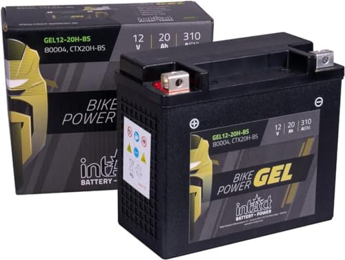 intAct - GEL MOTORRADBATTERIE Bike-Power GEL12-20CH-BS. Ersetzt YTX20CH-BS, YTX20A-BS. Motorradbatterie 12V 18Ah 230A. Maße: 150x87x160mm. Mit bis zu 30% mehr Startleistung.