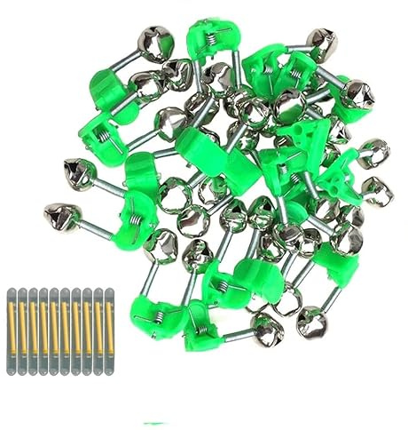 FASPLORE 20 Pcs Fishing Bells for Rods Comes with 20 Fishing Glow Sticks