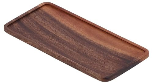 Tabletts für Couchtisch, rechteckig, 24,9 x 11,9 x 1,3 cm, Holztablett, einfacher Stil, Teeserviertablett, Getränke-Snack, Servierplatte für Zuhause, Hotel, Restaurants