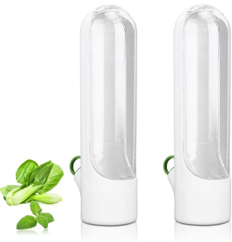 Beufee Conservador de Hierbas, 2 Piezas Recipientes de Cilantro para Refrigerador Protector de Hierbas Contenedor de Almacenamiento de Hierbas de Vidrio para Cilantro Menta Perejil Espárragos