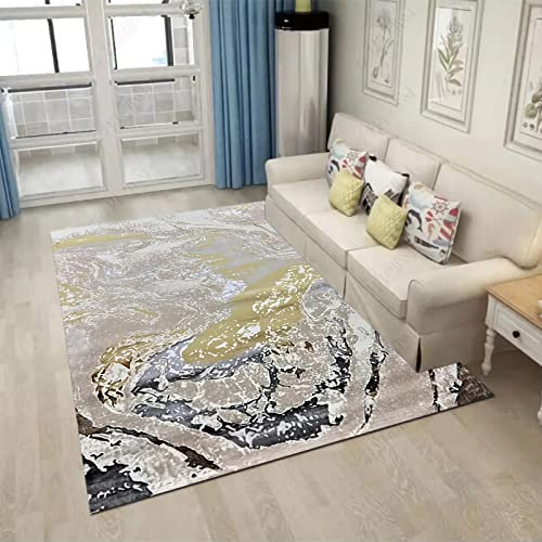Teppich dekokamin,Braunes, Gelbes, Schwarzes Tintendesign, Leicht Zu Reinigender Teppich flurläufer,Teppich küche waschbar rutschfest 180x280cm