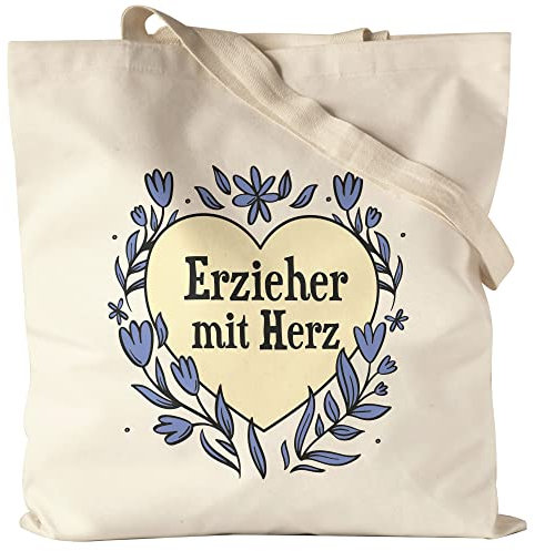 Hey!Print Erzieher mit Herz Jutebeutel Stoffbeutel Canvas Geschenkidee Zum Danke Sagen Bester Erzieher