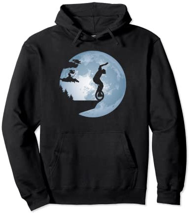 Einrad Vollmond Silhouette Einrad bei Nacht Pullover Hoodie