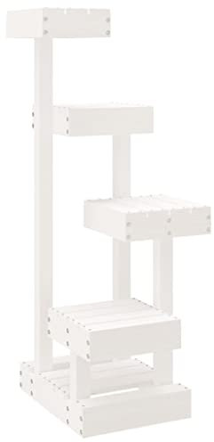 vidaXL Árbol para Gatos Madera Maciza de Pino Blanco 45,5x49x103 cm