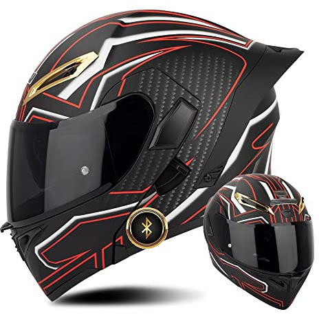 XYYYM Bluetooth Motorradhelm ECE-geprüft Modularer Helm Erwachsene Damen und Herren mit Doppelvisier, Lautsprechermikrofon Geräuschunterdrückung Multifunktional Bluetooth, Schwarz/Weiß Hochglanz/Matt
