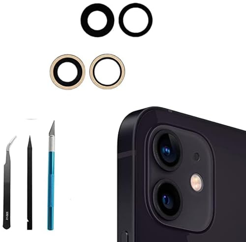 Anglepingping 12/12 Mini Back Rear Camera Glass Lens Replacement for iPhone 12/ iPhone 12 Mini Camera Glass Lens Replacement with Repair Tool Kit, Anti-Lens Scratch