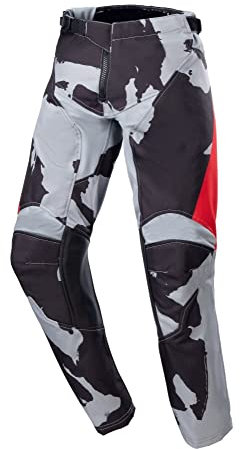 Alpinestars Racer Tactical 2023 Pantaloni Motocross Giovani, grigio/rosso, 26