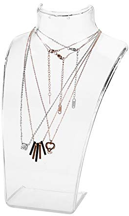 Tomotato Soporte de Exhibición de Joyas, Expositor Busto Collares de Acrílico, Organizador de Joyas de Maniquí para Collares, Colgantes(Transparente)