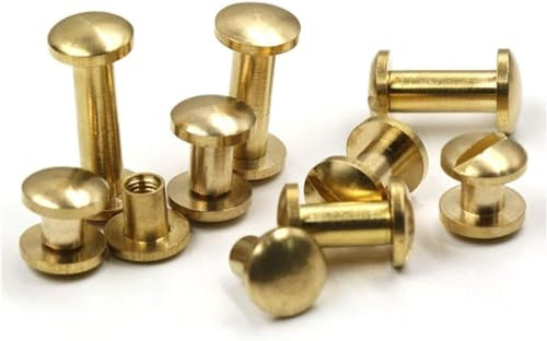 Befestigungsnieten, Muttern, Schrauben, Bolzen, Nieten, 10 massive Messing-Bindeschrauben, Nieten, Fotoalbum, Lederhandwerk, Nagel, Gürtel, Geldbörse, Verschluss, 8 mm Kuppelabdeckung (10 Stück, Stiel