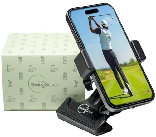 SwingScout Golftaschen-Handyhalterung, einfach zu bedienender Clip, Keine zusätzliche Ausrüstung erforderlich, schnelle Einrichtung, passt auf jedes Handy, perfektes Golf-Geschenk