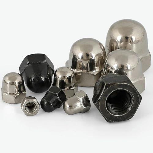 5 Teile/los Hutmuttern M3 M4 M5 M6 M8 M10 M12 GB923 Vernickelte Stahlkuppel Dekorative Hutmutter Sacklochkappen Abdeckungen-M5-Schwarz
