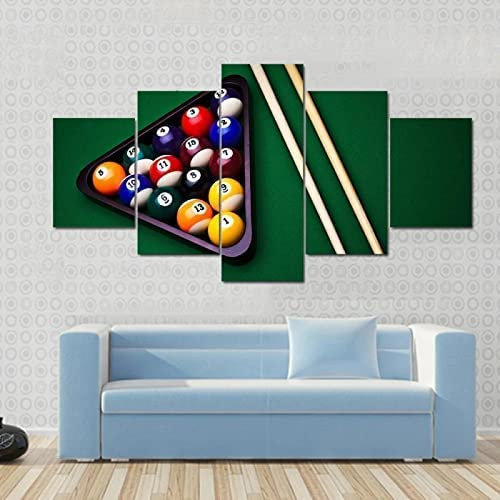 5 Teilig Leinwand Wanddeko Pool-Billard Hd Bilder Leinwanddrucke 5 Stück Leinwand Bilder Gemälde Modern Wohnzimmer Wohnkultur Geschenk (Xl/Mit Rahmen 150 X 100 Cm) Schlafzimmerbürohotelwan -1R2Y/X5S