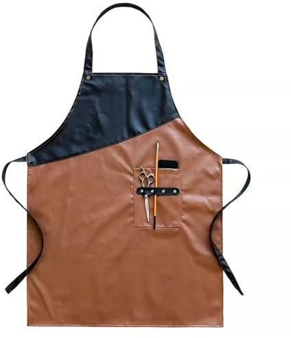 VKEID Arbeitsschürze PU wasserdichte ölbeständige Schürze for Männer und Frauen, Restaurant, Kellner, Barista-Overall