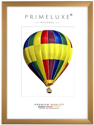 PrimeLuxe Cornice portafoto in legno 35 x 70 cm (misura dell'immagine) in oro semplice, colore e dimensioni a scelta, cornice per poster, puzzle, collage di foto, made in Germany