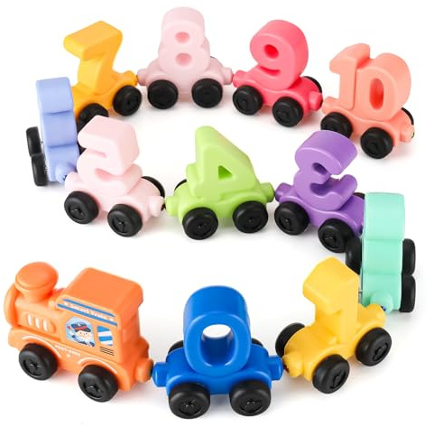KADAYAYA Giocattolo Treno dei Numeri, Magnetico Treno Set per Bambini, Plastica Trenino dei Numeri Macchinine, Giocattolo Montessori Educativi Regali per Ragazzi Ragazze 3 4 5 6 Anni
