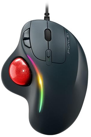 Souris filaire RVB avec boule de commande - Design ergonomique et confortable - Réduit la fatigue musculaire - Contrôle facile du pouce - Suivi de précision avec 5 DPI réglables - Compatible avec PC,