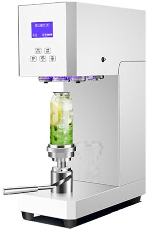 Automatic Can Sealing Machine, 370W Can Seamer Can Sealer with Intelligent Panel & Counting, 52-58mm Caliber Tin Can Sealer Height Adjustable Bottle Capping for Milk Tea Coffee Pop PET Cans,White