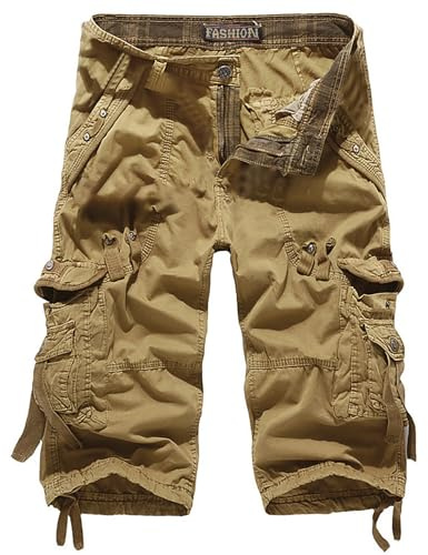 Leichte Cargo-Shorts für Herren, Übergröße, kurze Hose mit Taschen, elastische Taille, Shorts, Outdoor, bequeme Workout-Shorts