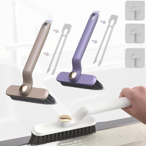 SVOCK 3pcs Hartborsten Eckenreinigungsbürste, 360 Grad Drehbare Reinigungsbürste mit Klebehaken, Multifunktionale Reinigungsbürste, Putzbürste für Tiefenreinigung von Fenstern Badezimmern Küchenspülen