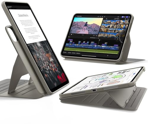 ESR för iPad Pro 13-tums (2024, 7:e Generationen), Roterande Fodral Med Avtagbart Magnetiskt Skydd, Justerbart Porträtt/Landskapsstativ, Upphöjd Skärmvisning, 9 Stående Vinklar