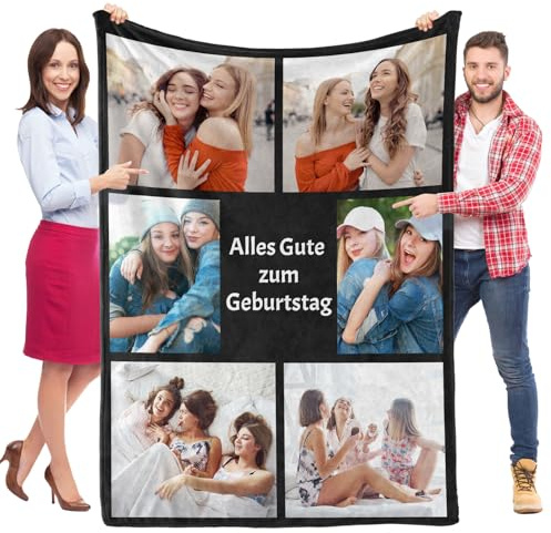 Jkolalin Personalisierte Decke mit Foto, Personalisierte Decken, Kuscheldecke mit Foto, Personalisierte Foto Decke, Geburtstagsgeschenk für Frauen, Personalisierte Weihnachts Geschenke für Frauen
