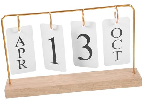 Tofficu Holz Tischkalender Rotierender -kalender Dekorativer Dauer-kalender Für Büro Zuhause Praktisches Design Für Schreibtisch Minimalistisches Wohnaccessoire