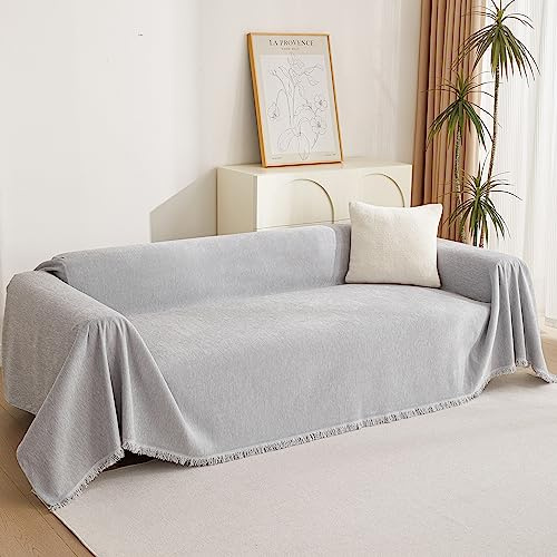MYSKY HOME Sofa überzug Sofaschutz Katze, Kratzschutz für Sofa, Hellgrau | Sofabezug 2/3/4 Sitzer, Couch überzug für Haustiere Haare Kinder Hund Katze Kratzer,Sofa Decke für Wohnzimmer 180x340cm