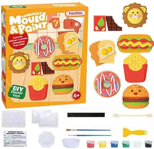 Figuras de yeso para pintar,Kit de pintura de yeso navideño,Juego de pintura de modelo de yeso con tema navideño - Juego de pintura de yeso para manualidades infantiles para niños, niños y niñas