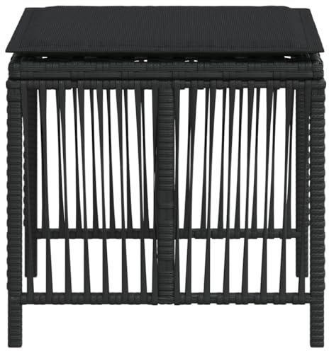 Makastle 4er-Set Outdoor Poly Rattan Hocker, Fußhocker mit Polster, Außen Wetterfest Gartenhocker Sitzhocker Sitzbank Fußauflage Fußstütze, Patio Ottoman Schwarz 41x41x36 cm