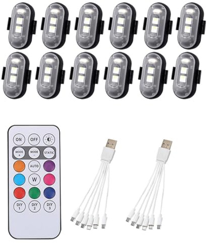 Luci Stroboscopiche A LED Senza Fili Con Telecomando, Luci Di Avvertimento Anticollisione Impermeabili Ad Alta Luminosità Ricaricabili Tramite USB A 8 Colori, Luci A LED Senza Fili Ad Alta Luminosità(