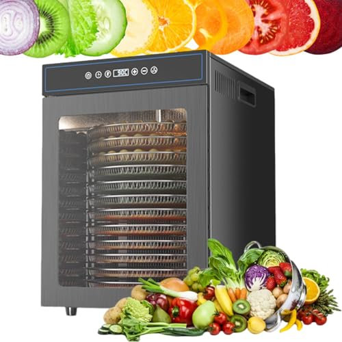 Essiccatore Alimentare In Acciaio Inossidabile Da 1000 W E 12 Vassoi Con Diametro Di 11,8 - Vassoi Grandi | Controllo Della Temperatura Da 86 A 194 °F, Protezione Dal Surriscaldamento,Black-110V