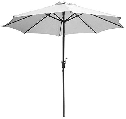 MRKU Strandschirm, Sonnenschirm, Gartenschirm, grau, für Terrasse, Garten, Tischschirm mit Neigungs- und Kurbelfunktion, für den Außenbereich, Strand, Gewerbe, Eventmarkt