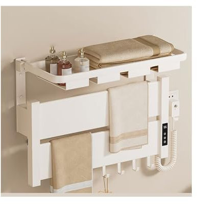 WRJAHCG Alluminio Scaldasalviette Elettrico Bagno,Pannello Largo Portasciugamani da Bagno con Timer,Termoarredo Bagno con Termostato,Bianca,Right Plug in