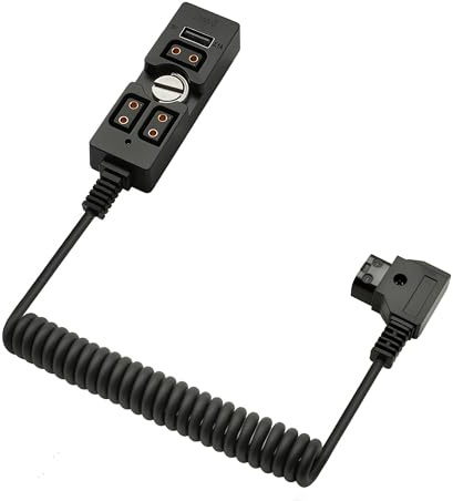 D Tap Male to 3 Port Female Splitter Power Hub with USB Output & 1/4 Mount Screw and Indicator Light, Suitable for Anton Bauer, V-Mount, ARRI, RED, TILTA, IDX Batteries, 47”