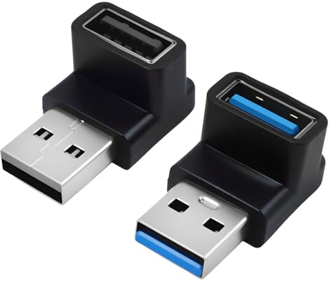 LLFYXM 90 Degree USB 3.1 Adapter (2 Pack),Up and Down Angle Coupler for Fast Charging and 10Gbps Data Transfer,OTG USB to USB Right Angle Connector for PC Laptop Power Bank and More