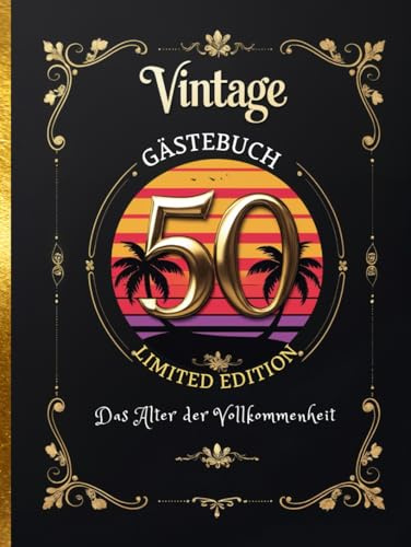 50. Geburtstag Gästebuch – Retro Vintage Design – 50 Jahre, einfach großartig! – Hardcover Erinnerungsbuch für Männer und Frauen