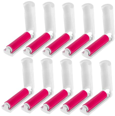 CVUTOVO Rodillo Quitapelusas Portátil Extra Adhesivo De Tamaño Mini 20 Piezas Color Rojo para Ropa, Muebles y Pelo De Mascotas, Adecuado para Viaje y Uso Doméstico